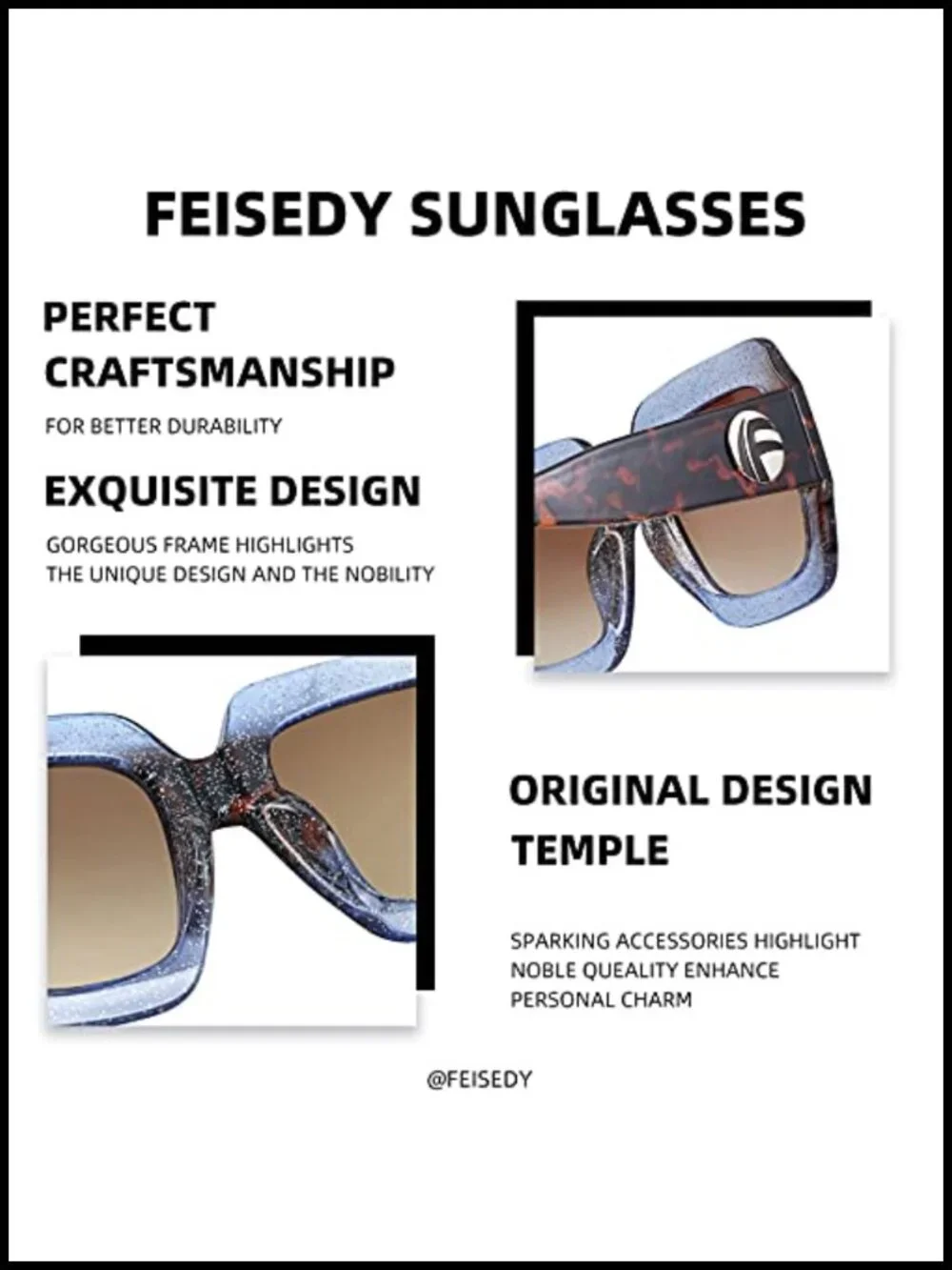 Oversized Retro Square Sunglasses Vintage Inspired Shades Non-Polarized UV